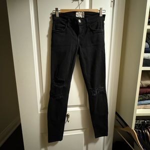 Current Elliott distressed black skinny jeans
